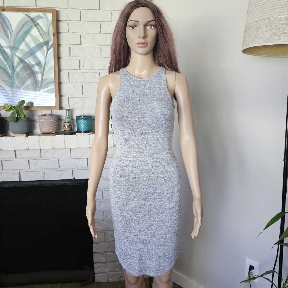 Sleeveless Heather Gray Bodycon Midi Dress